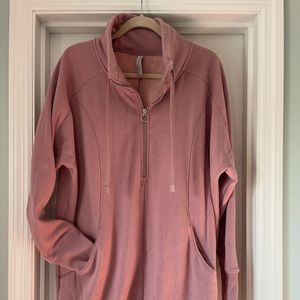 Extra large Athleta sweatshirt dress dark pink quarter zip